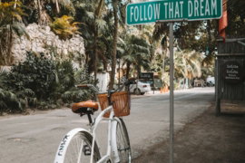 parked white bicycle